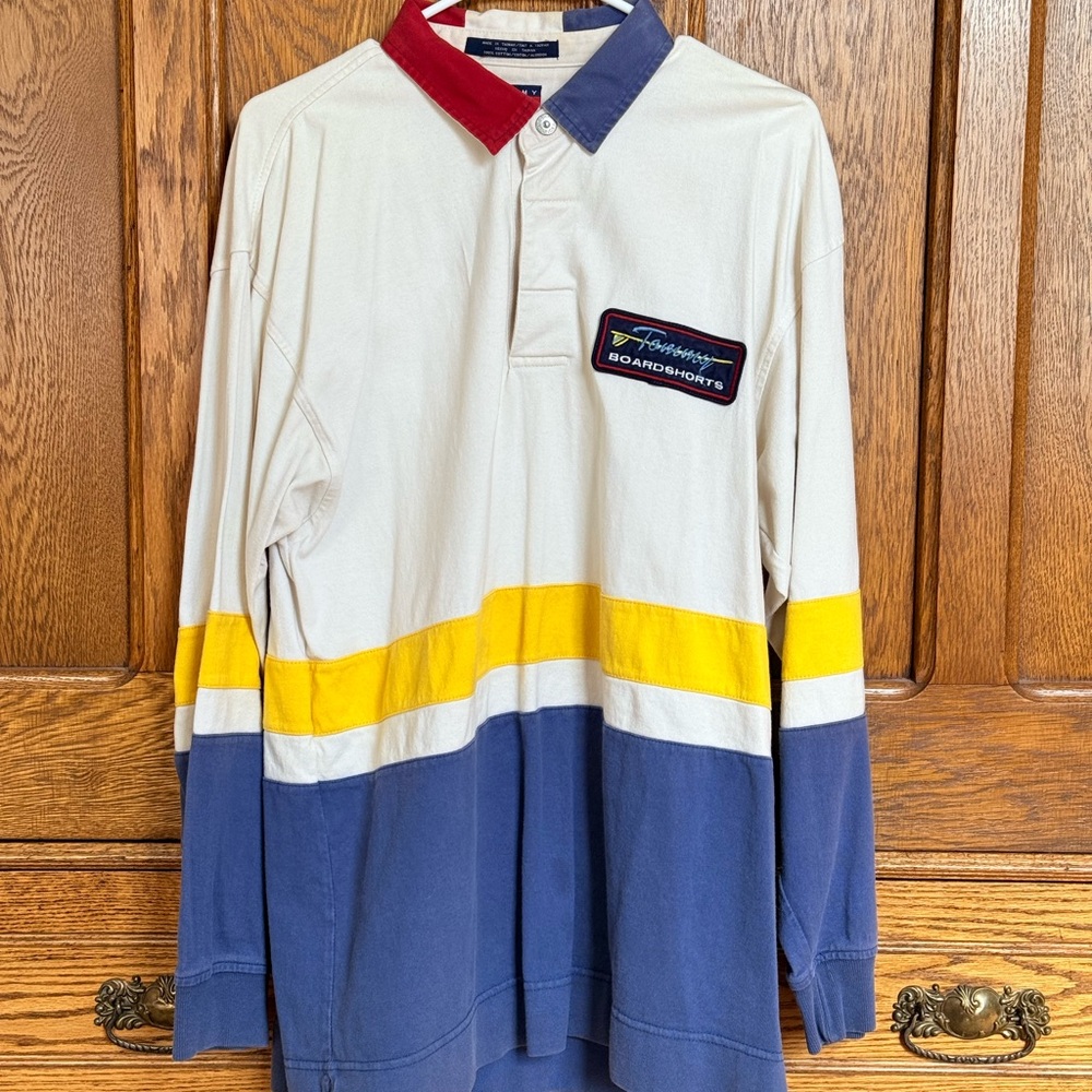 Tommy Hilfiger Cream and Blue Polo Shirt